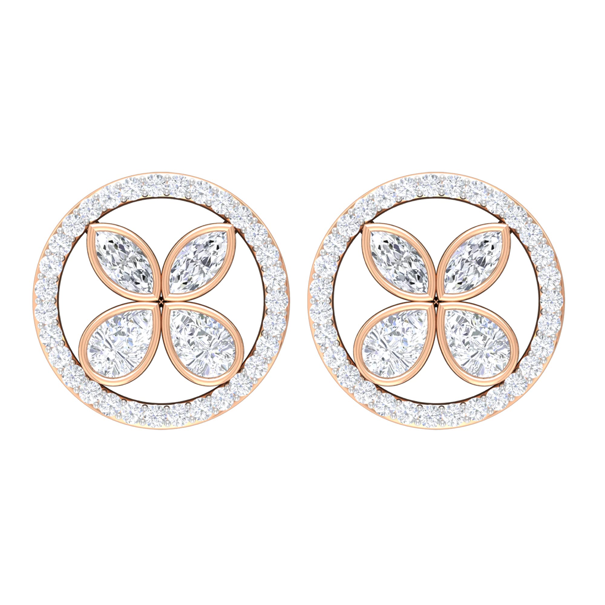 1 CT Diamond Stud Earrings - 14K Solid Gold Floral Design April Birthstone Jewelry for Women | Perfect for Anniversary Gifts, Wedding, and Special Occasions