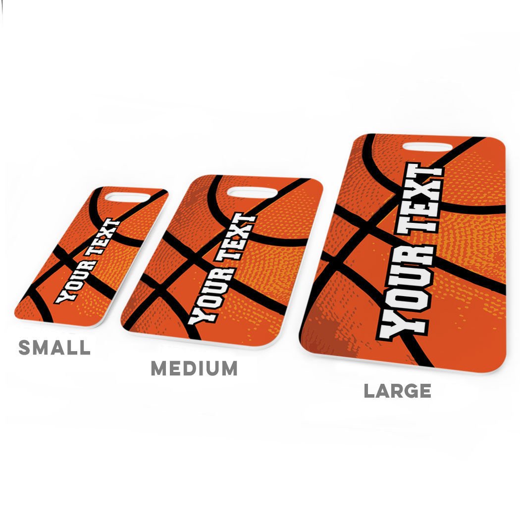 Personalized Basketball Texture Luggage Tag - Small Standard Lines on Back - Perfect for Travel, Sports Gear & Gift Ideas