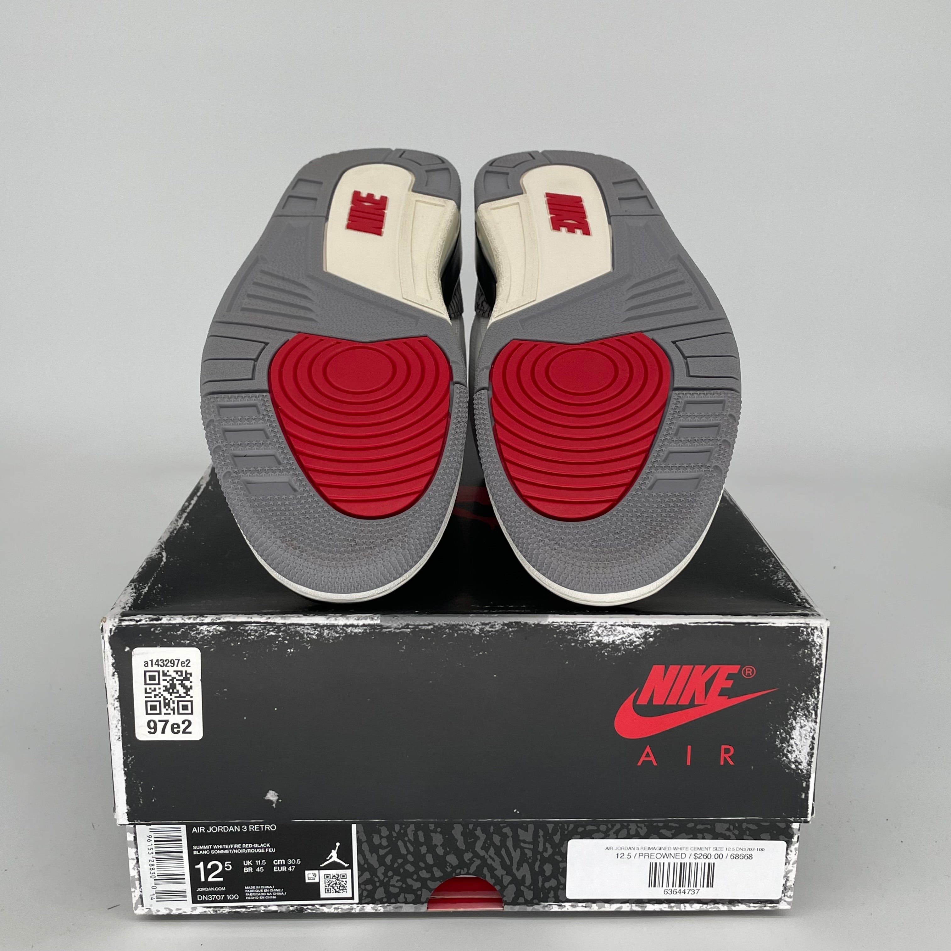 Original Air Jordan 3 Retro 'White Cement Reimagined' Men's Basketball Shoes Size 12.5 (DN3707-100) - Authentic Sneakers for Casual Wear & Street Style
