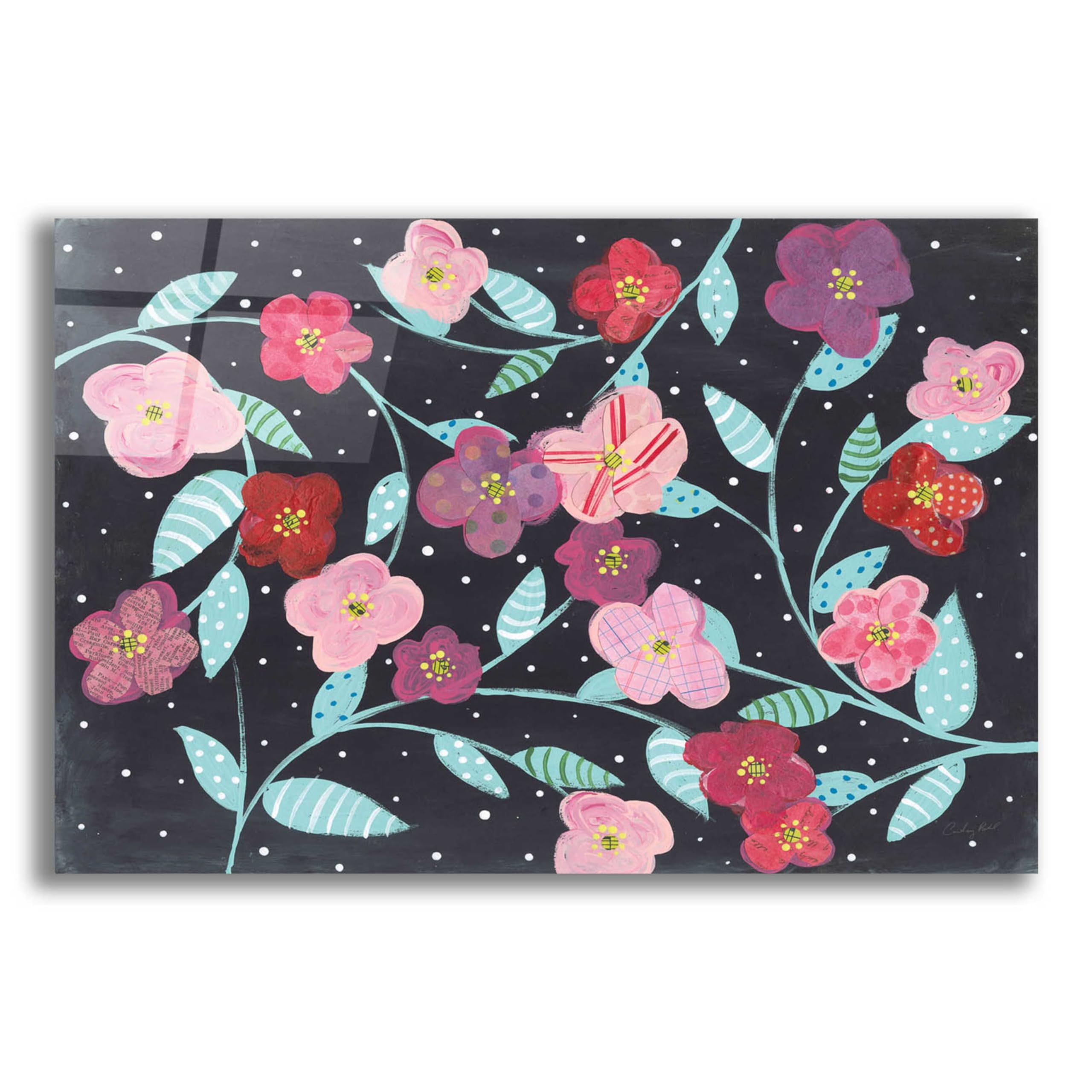Epic Art 'Wall Flowers' by Courtney Prahl - 24x16 Inch Acrylic Glass Wall Decor - Modern Floral Painting for Living Room, Bedroom & Office Decor
