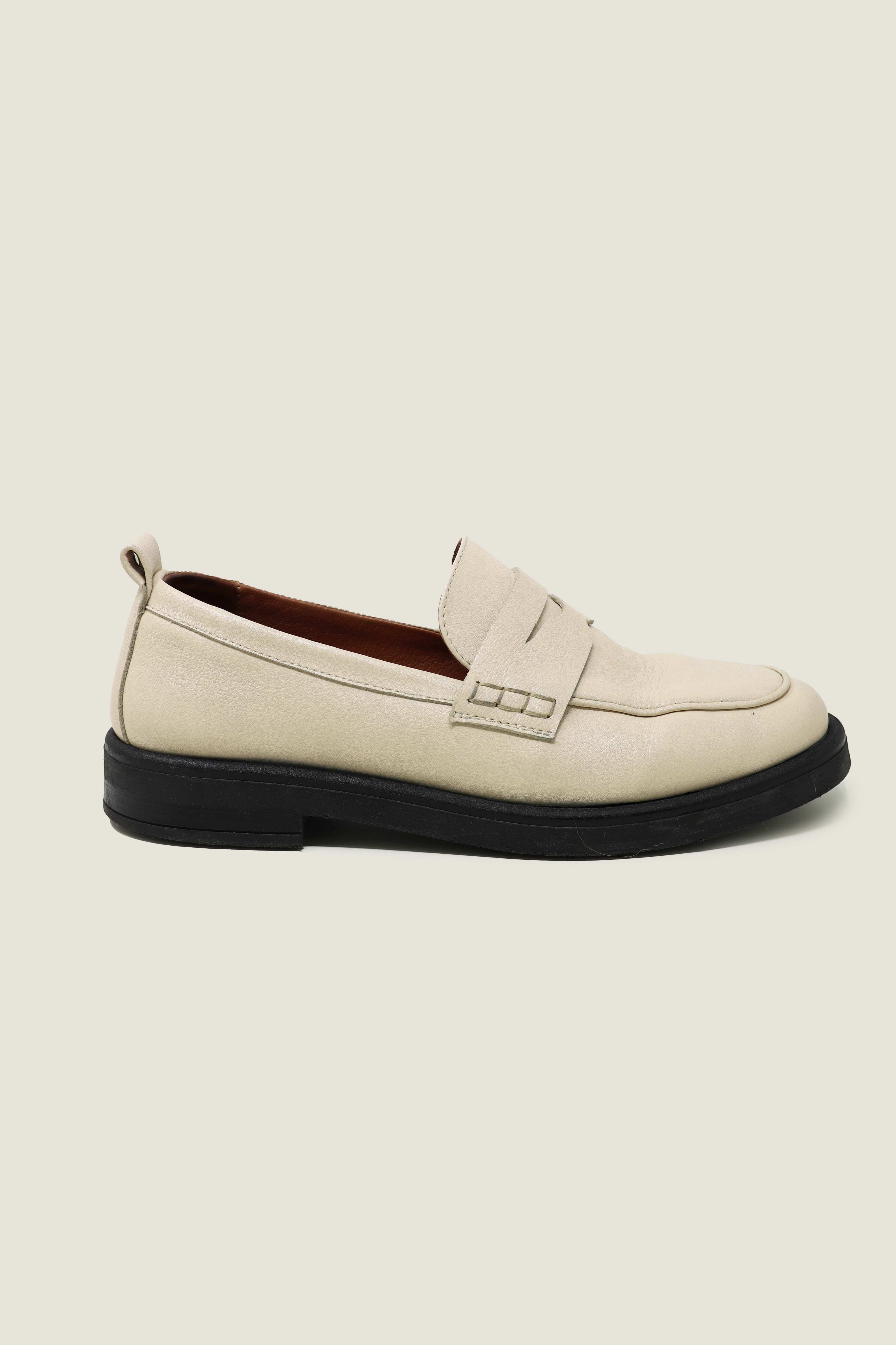Premium PAVEMENT Leather Loafers for Men - Comfortable Slip-On Dress Shoes in Cream Color | Perfect for Business Casual, Office Wear & Formal Occasions