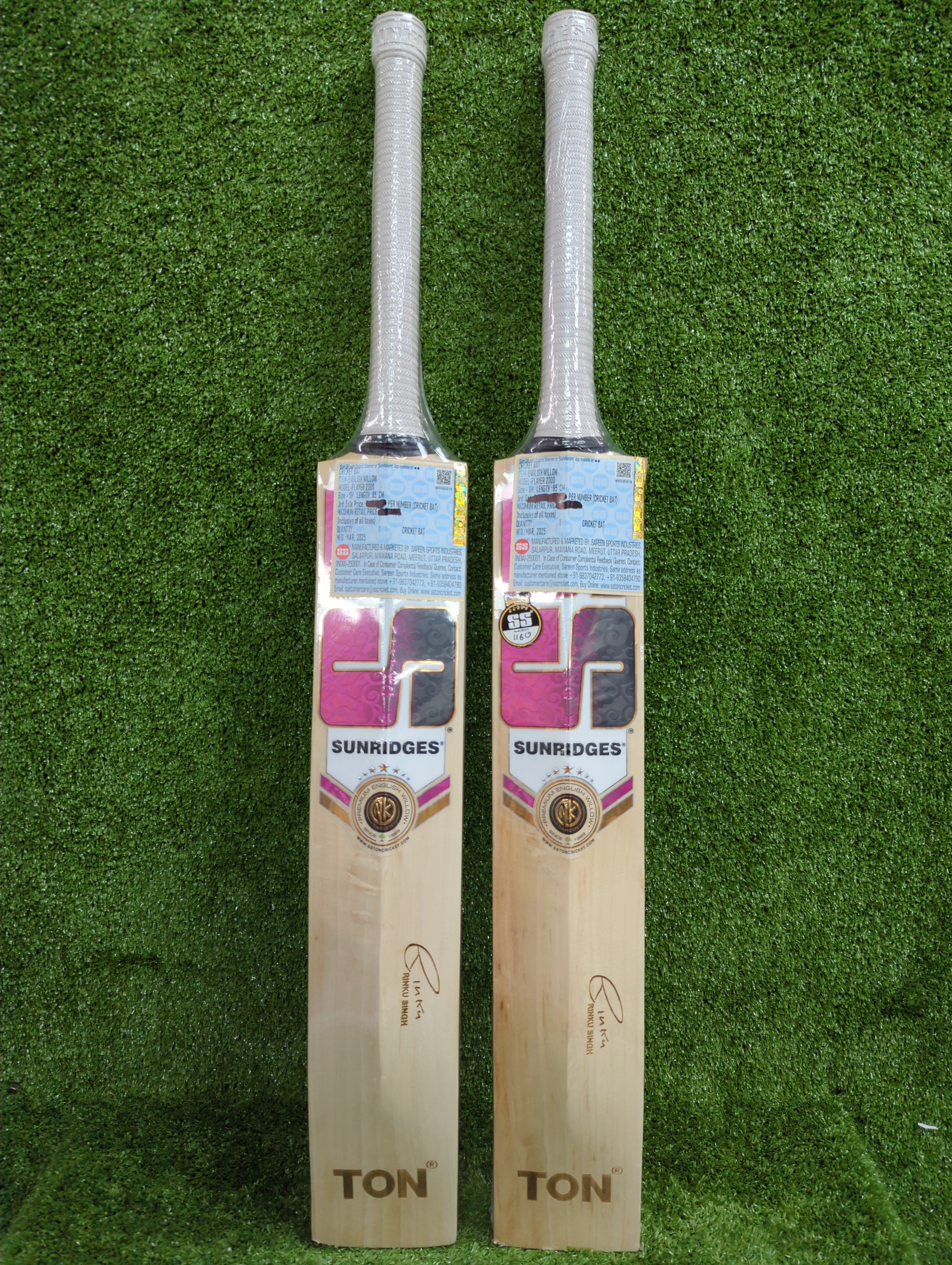 SS Player 2000 English Willow Cricket Bat with Pink Sticker - Professional Grade Cricket Equipment for Matches & Training - Perfect for Cricket Enthusiasts and Players Like Rinku Singh