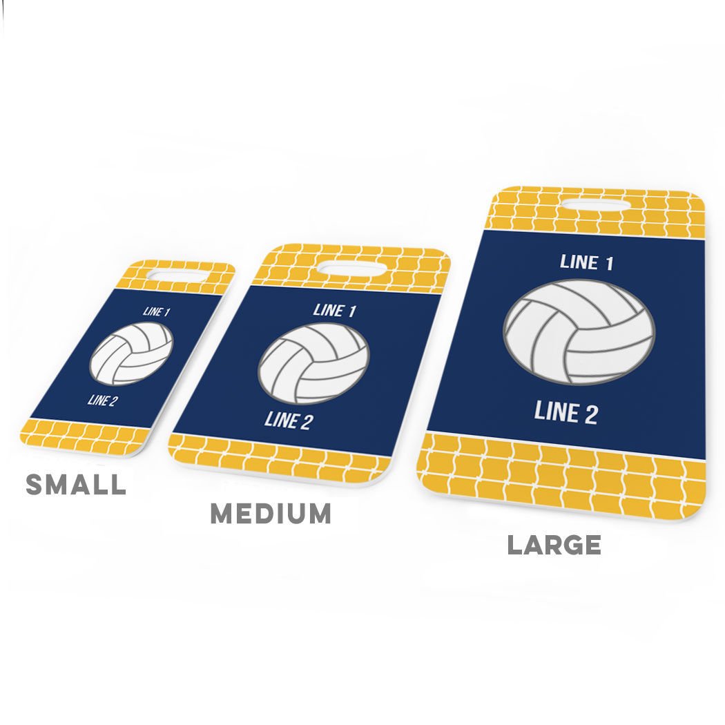 Personalized Volleyball Team Luggage Tag - Medium Gold & Navy Volleyball Bag Tag for Travel, Sports Gear & Team Identification