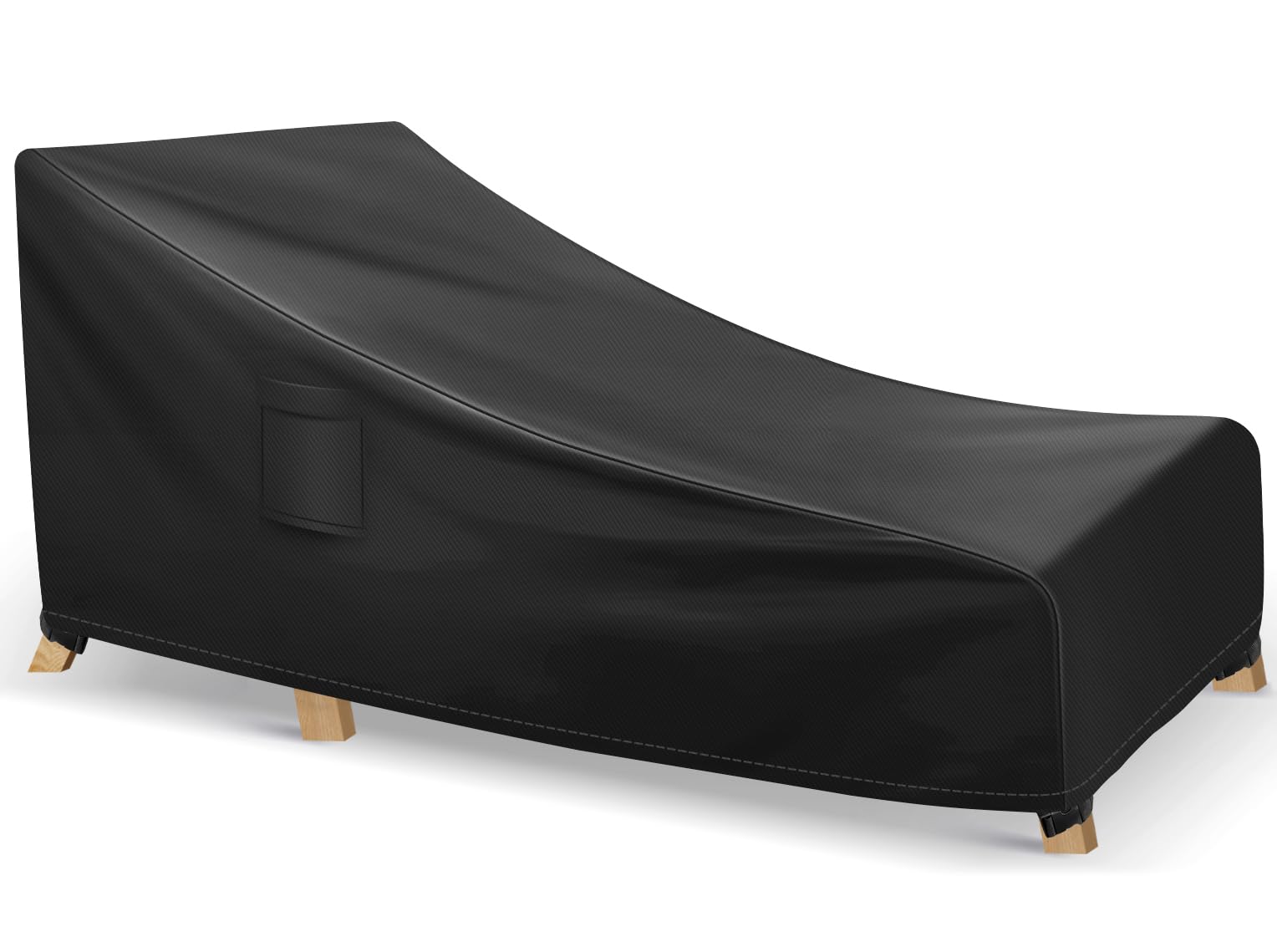 Waterproof Outdoor Chaise Lounge Cover - Heavy Duty Patio Furniture Protector for Poolside, Garden & Deck - Fits 78x34x32 Inch Sunbed (1 Pack, Black) - UV Resistant & Weatherproof Chair Cover for All Seasons