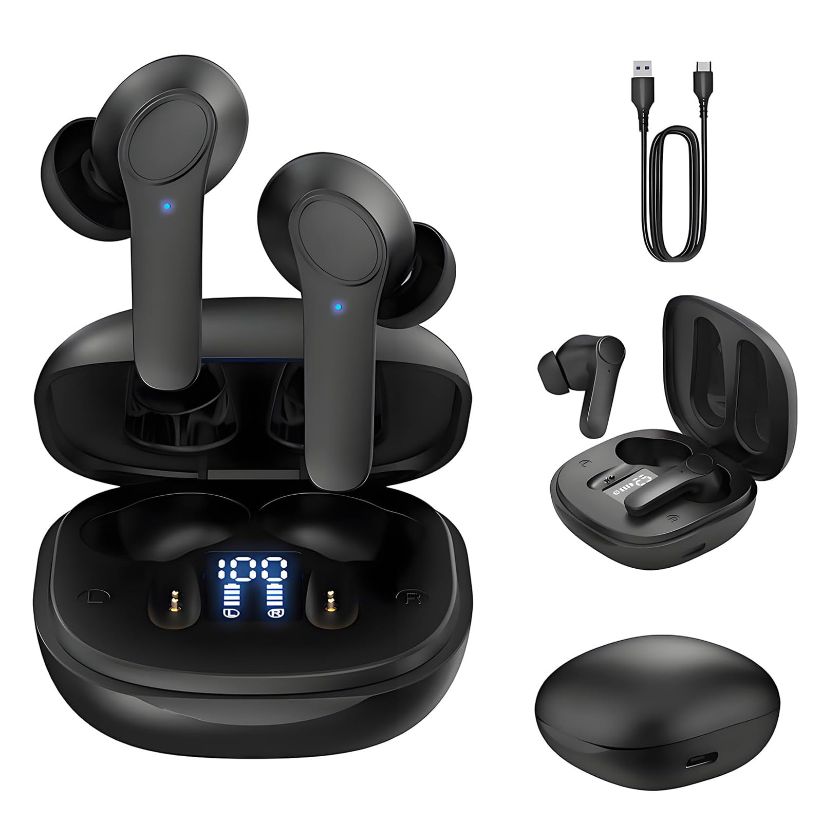 Real-Time Translation Earbuds - 144 Language Two-Way Translator for iOS & Android | 3-in-1 Wireless Earbuds with Accent Recognition | Perfect for Travel, Business Meetings & International Communication (Black)