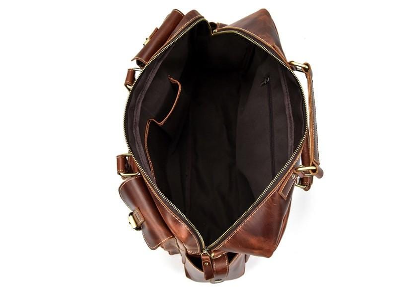 Stylish Brown Leather Weekender Bag for Men & Women - Perfect for Travel, Gym, and Weekend Getaways
