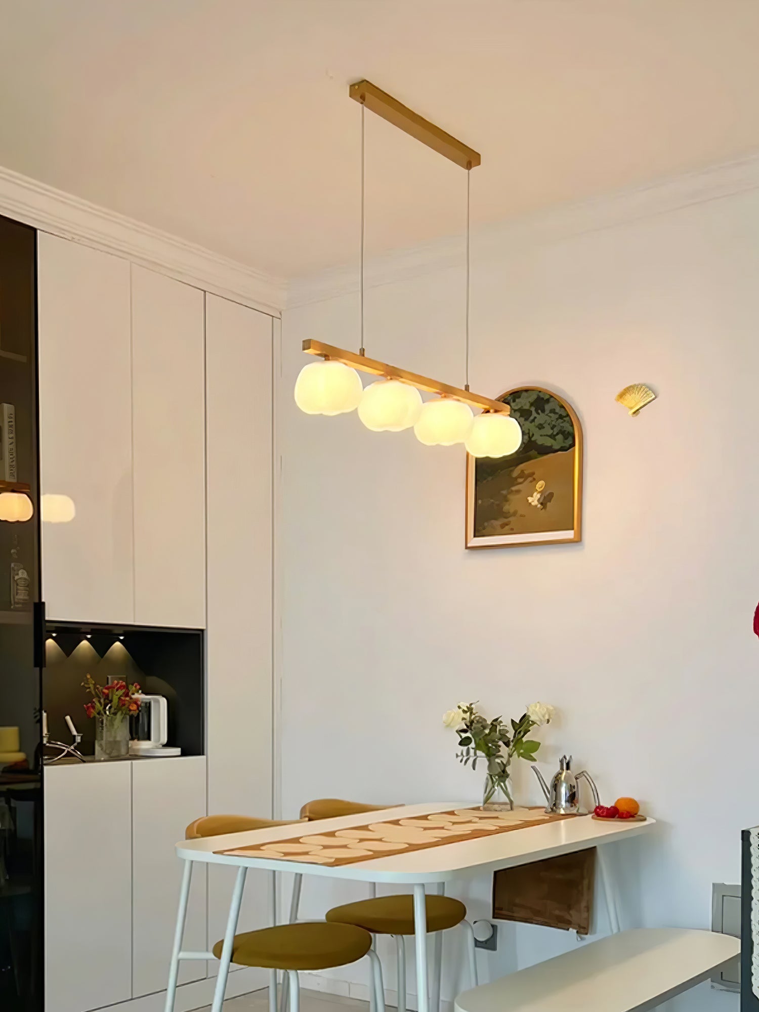 Handmade Cotton Ball Chandelier - Elegant Boho Home Decor for Bedroom, Nursery & Wedding | Soft Lighting Fixture with Natural Cotton Accents