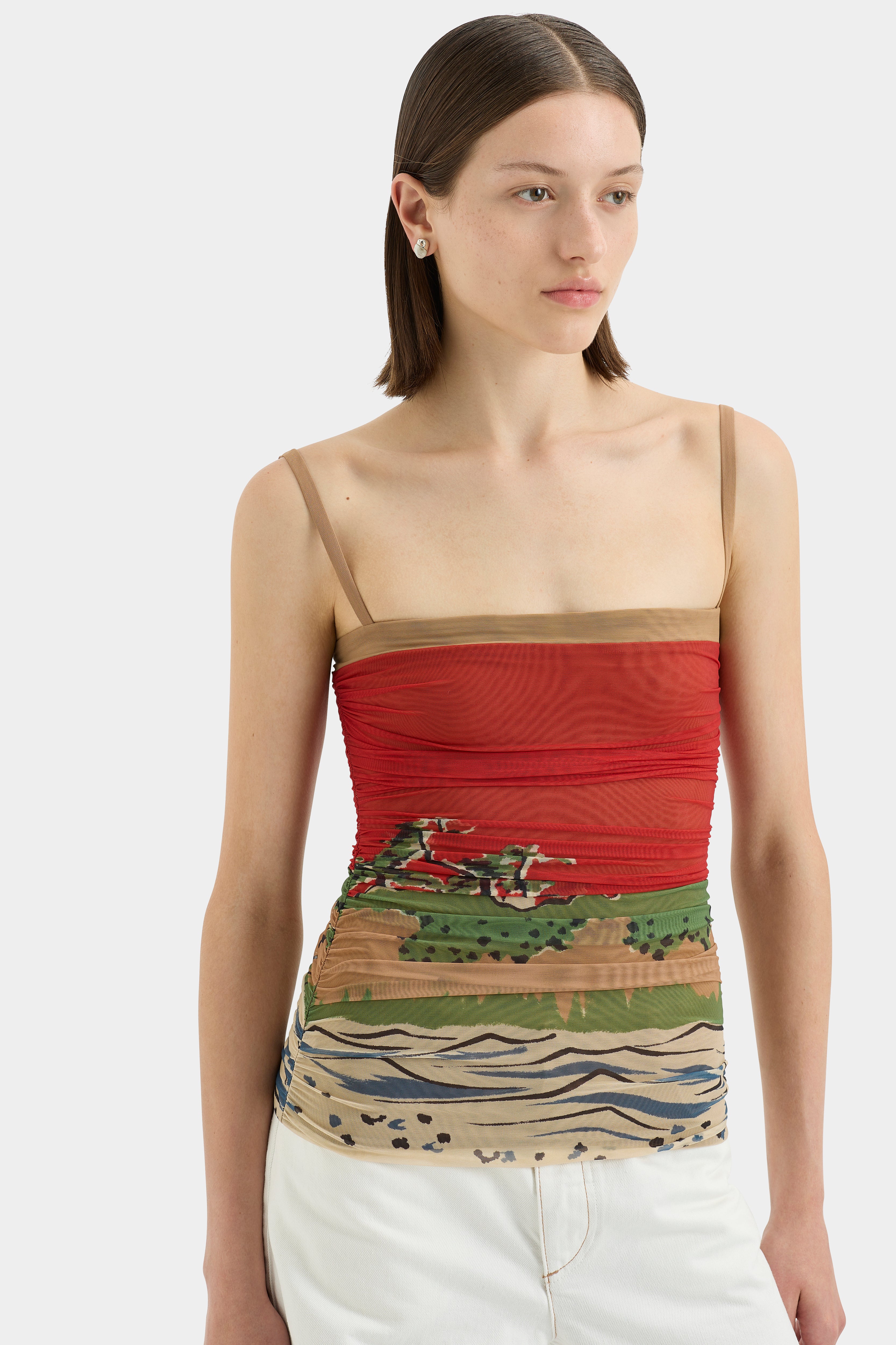 Redwood Ruched Cami Top for Women - Stretchy Sleeveless Tank with Adjustable Straps - Perfect for Layering, Casual Outfits & Summer Wardrobe