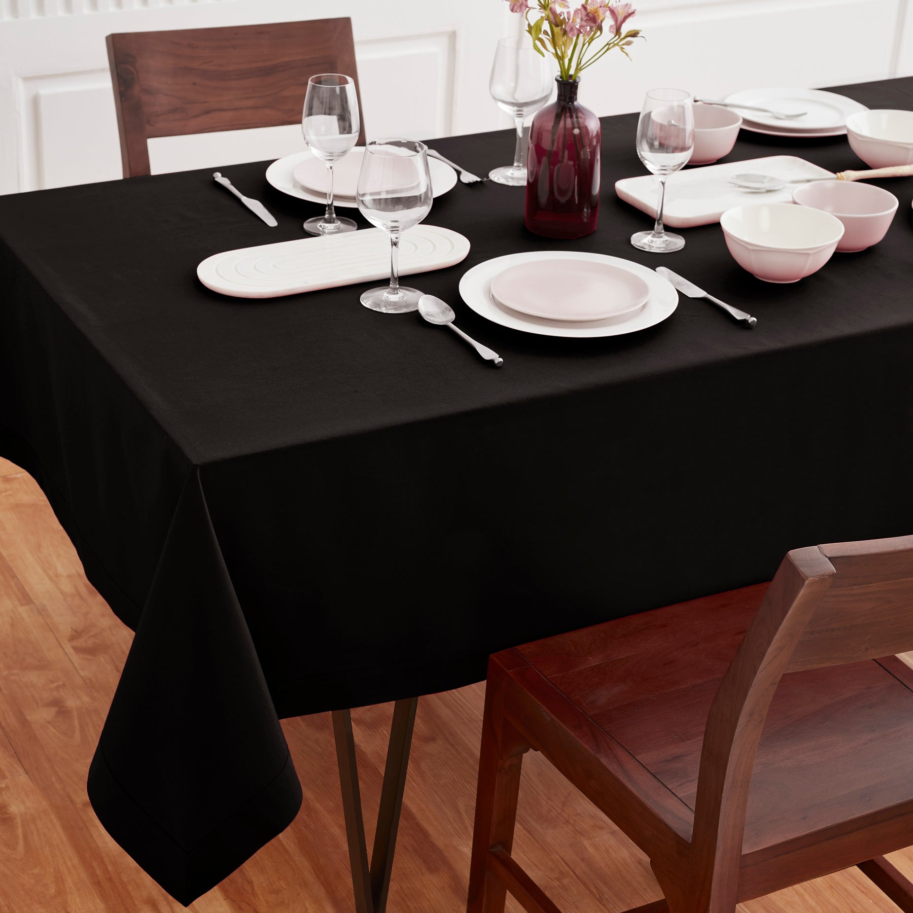 Premium Dru Cotton Linen Tablecloth - 60x90 Inch Natural Woven Table Cover for Dining, Kitchen & Outdoor Picnics - Washable & Wrinkle-Resistant