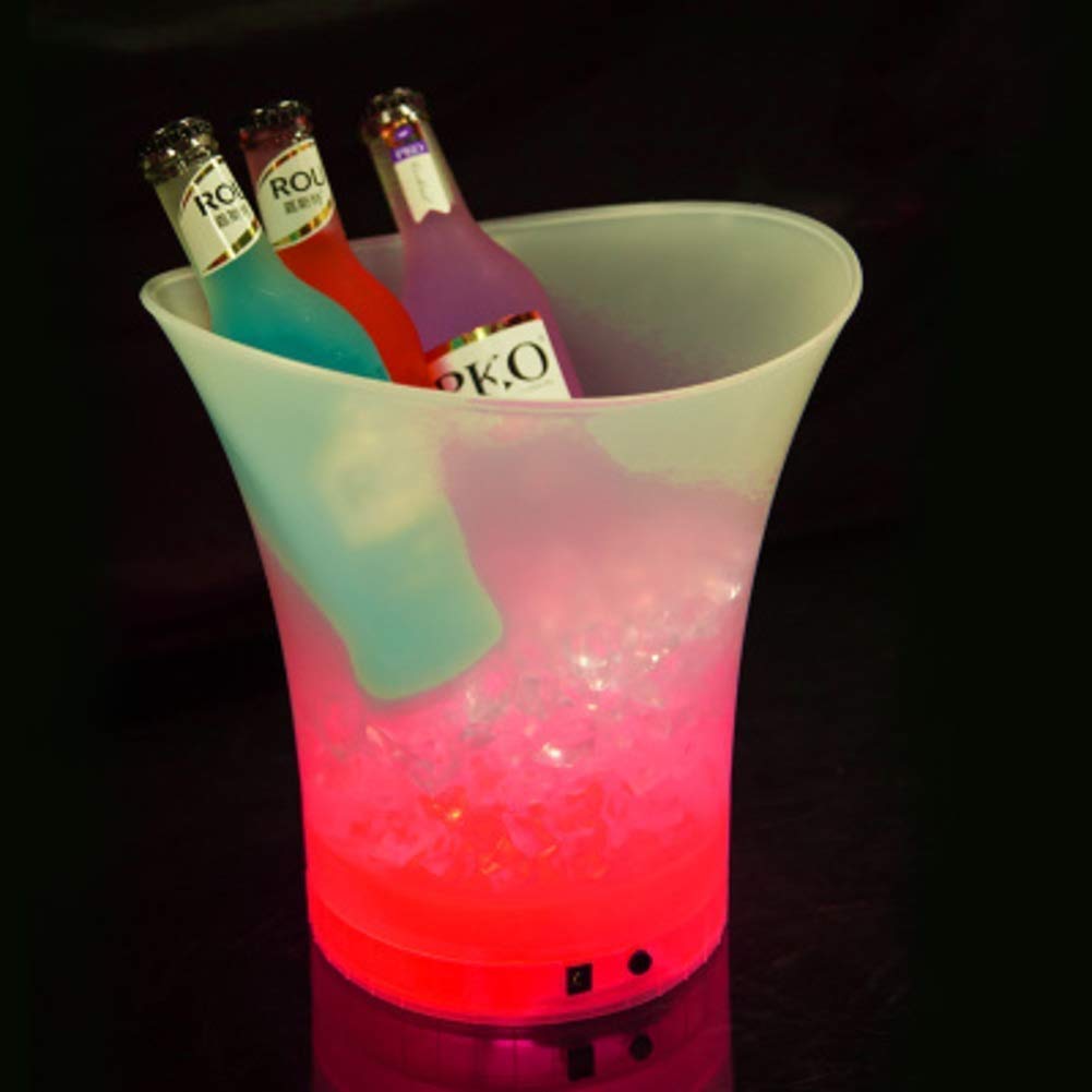 5L LED Ice Bucket - Rechargeable Champagne Wine Cooler, Beer Barrel with Food Grade Plastic, Waterproof Large Capacity Beverage Chiller for Parties, Weddings & Outdoor Events