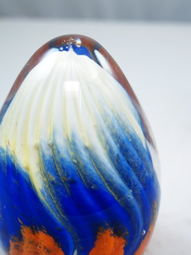 Handcrafted 3-Layer Snow Cone Egg Paperweight by M Design Art - Elegant Desk Decor for Home & Office (PW-663) | Perfect for Kitchen Countertops, Bookshelves, and Gift Giving