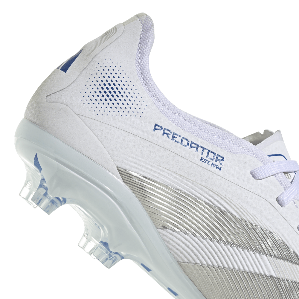 Adidas Predator Pro FG Soccer Cleats for Men - White/Silver Metallic/Bright Royal - Firm Ground Football Boots for Professional Play & Training