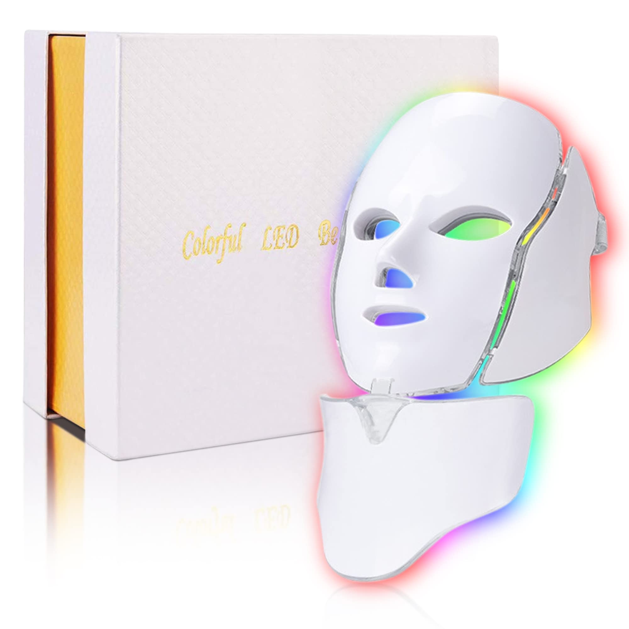 7-in-1 LED Facial Skin Care Mask with Red Light Therapy - Professional At-Home LED Face Mask for Anti-Aging, Acne Treatment & Skin Rejuvenation | Perfect for Spa Days, Self-Care Routines & Dermatologist Recommended Treatments