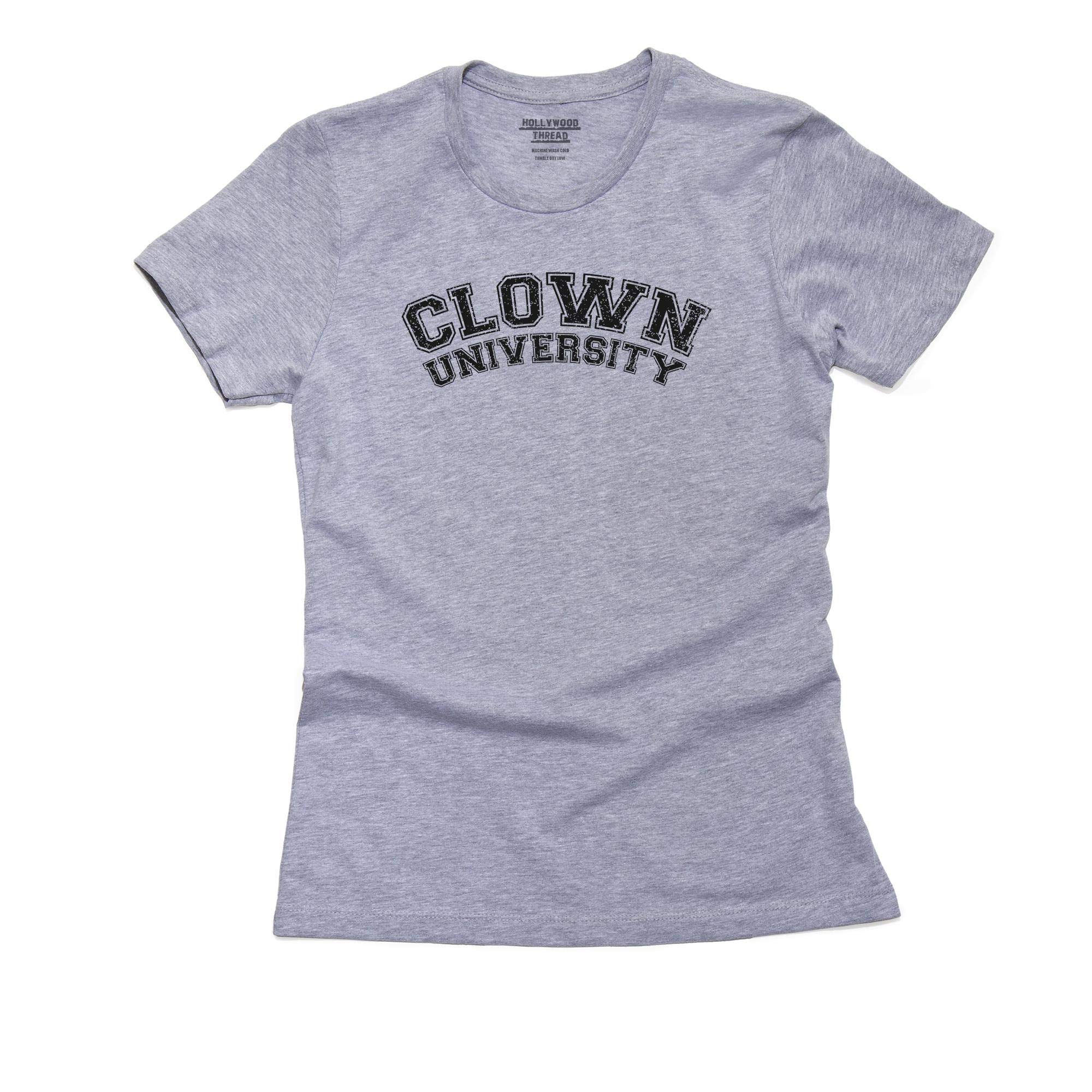 Clown University Graphic Cotton T-Shirt for Women - Soft Large Print College Tee - Perfect for Casual Wear, Campus Outfits & Funny Gift Ideas