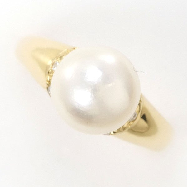 18K Yellow Gold Pearl Diamond Ring for Women - Elegant Bridal Jewelry, Anniversary Gift, Engagement Ring, Wedding Band - Perfect for Special Occasions & Everyday Luxury