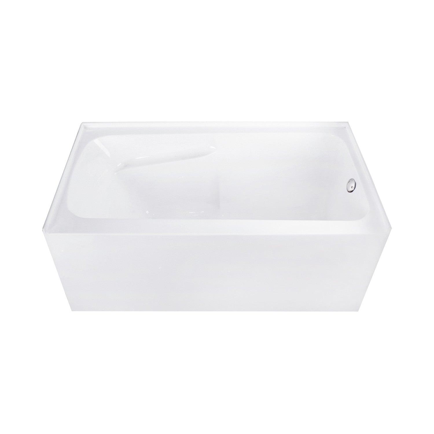 Aqua Eden 54 Inch Acrylic Rectangular 3 Wall Alcove Bathtub with Armrests - Right Hand Drain, Glossy White/Brushed Nickel Finish - Perfect for Modern Bathroom Renovations & Spa-Like Relaxation