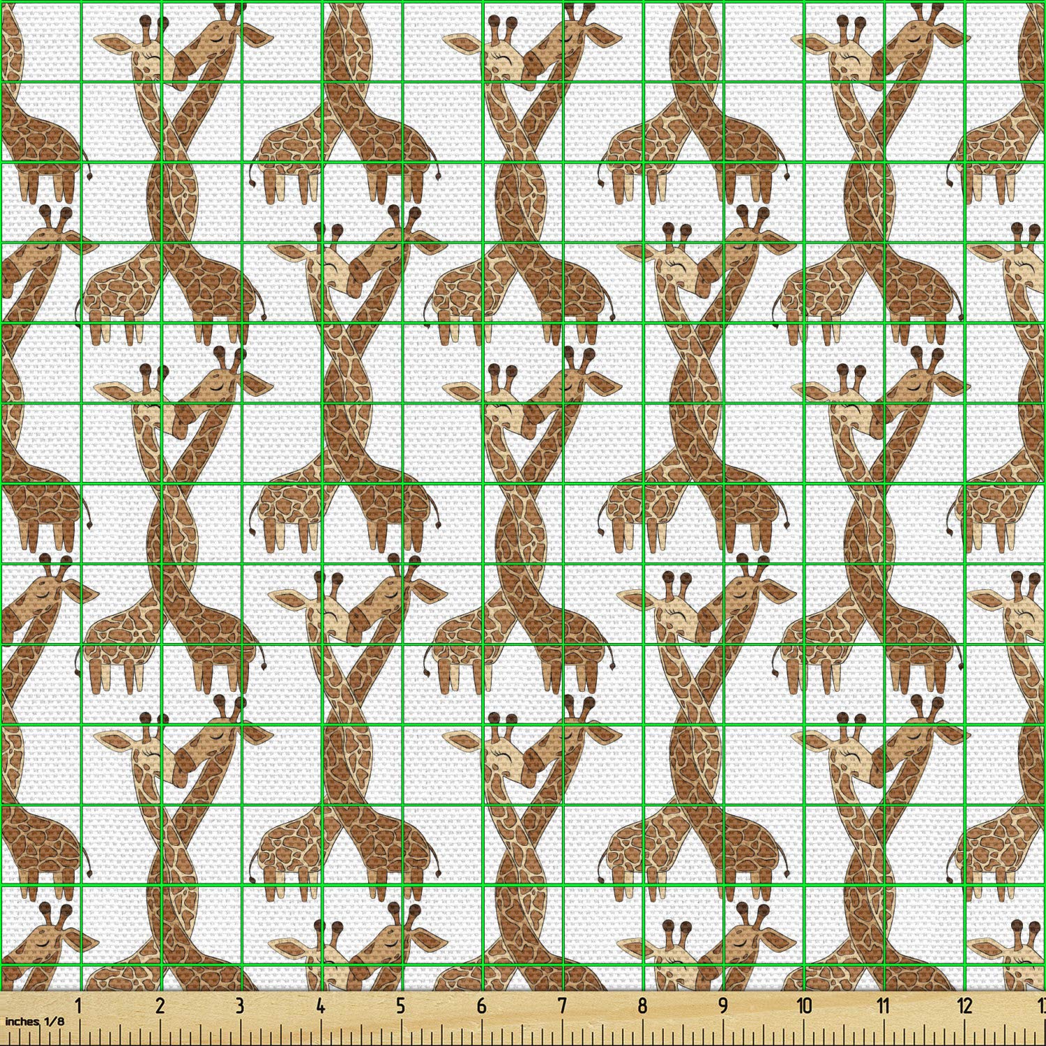 Ambesonne Giraffe Print Fabric by The Yard - Valentine's Day Couple Kissing Safari Animal Romance Design - 10 Yards Cinnamon White Peach Upholstery Fabric for Sofa, Curtains & Home Decor - Perfect for DIY Projects, Pillow Covers & Romantic Bedroom Accents