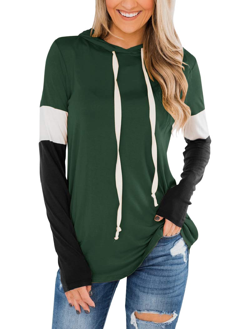 Minclouse Women's Long Sleeve Color Block Hoodie Sweatshirt - Casual Pullover Tunic Top with Drawstring for Fall & Winter | Perfect for Streetwear, Lounge & Outdoor Activities