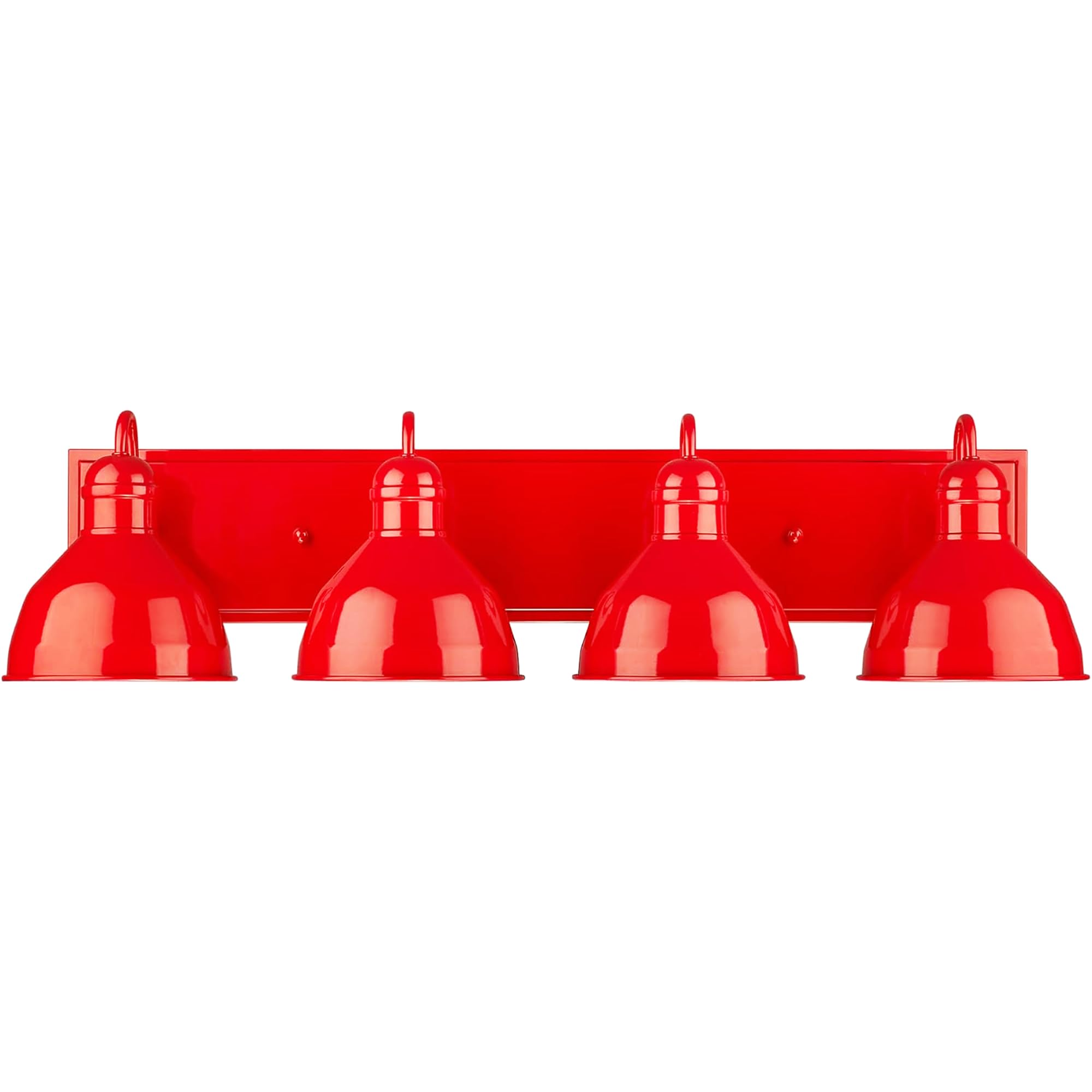 Modern Farmhouse Barn Light Fixture - 4-Light Glossy Red Metal Wall Sconce for Bathroom Vanity, Bedroom & Entryway Lighting | Rustic Industrial Ceiling/Wall Mount Lamp for Home Decor