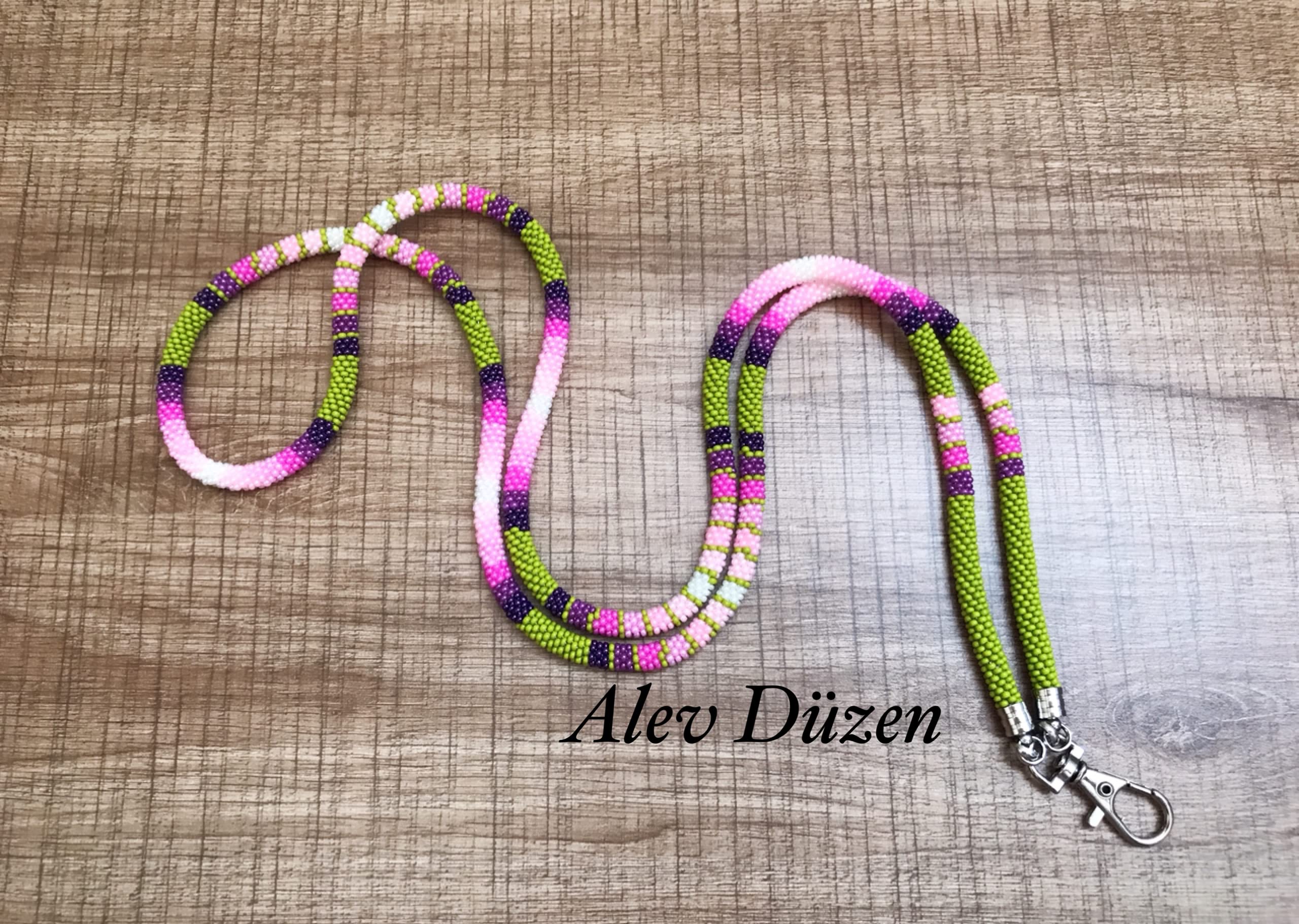Extra Long Native Style Beaded Lanyard - Flower Beaded ID Badge Holder for Work, Events & School | Pink American Native Card Holder with Beaded Design
