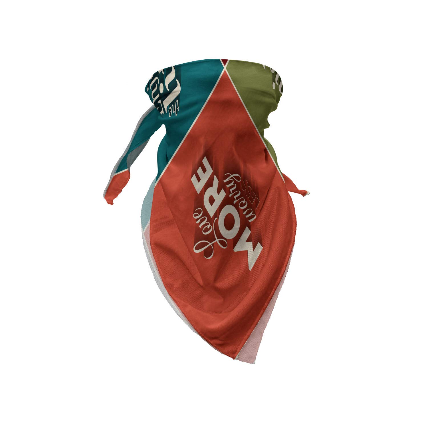 Ambesonne Unisex Bandana - 'Love More Worry Less' Printed Head & Neck Scarf for Men & Women | Perfect for Outdoor Activities, Music Festivals, and Casual Fashion