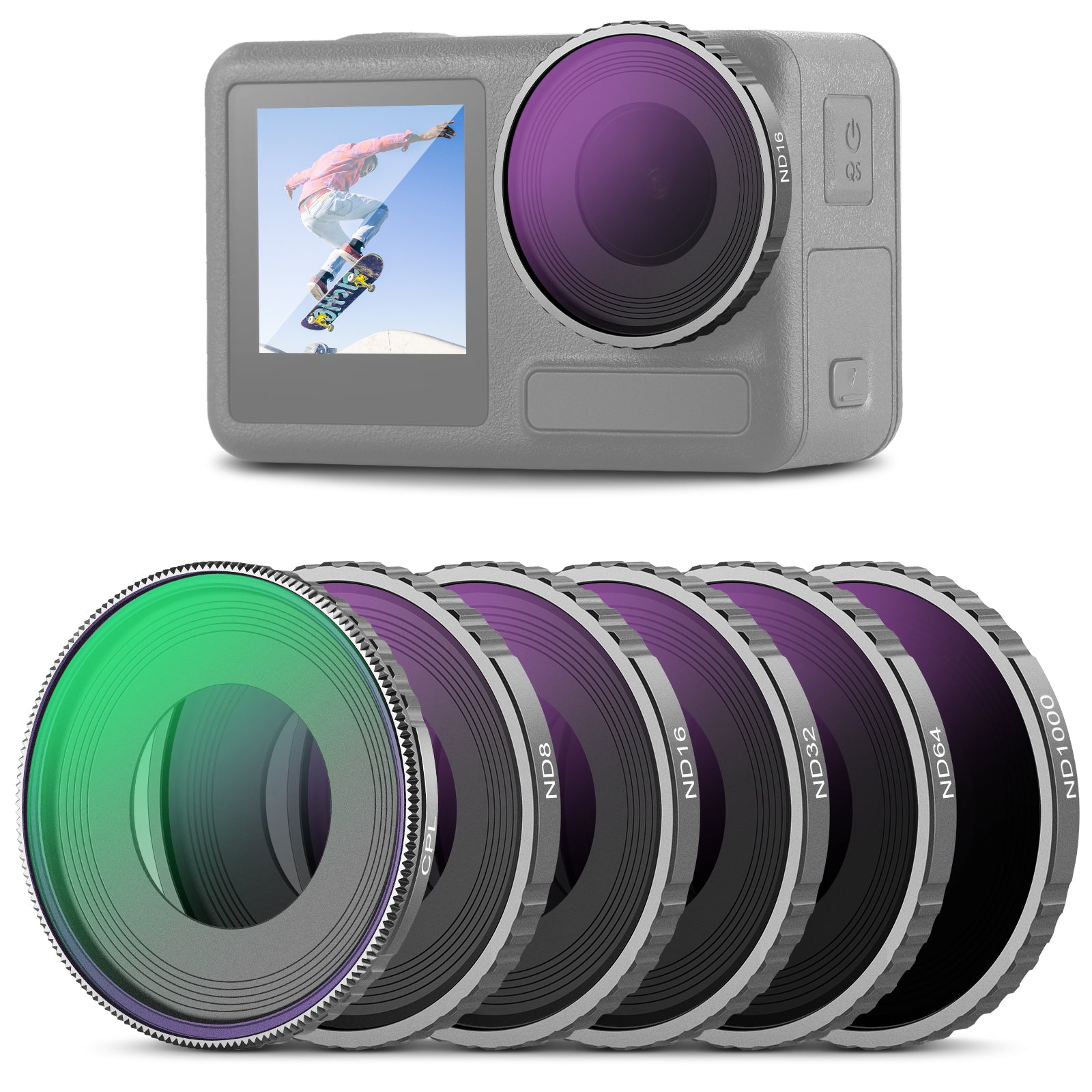 NEEWER FL A13 6-Pack ND Filter Set for DJI Osmo Action 4 - Professional Camera Lens Filters for Smooth Motion Blur & Exposure Control in Outdoor Vlogging & Action Sports