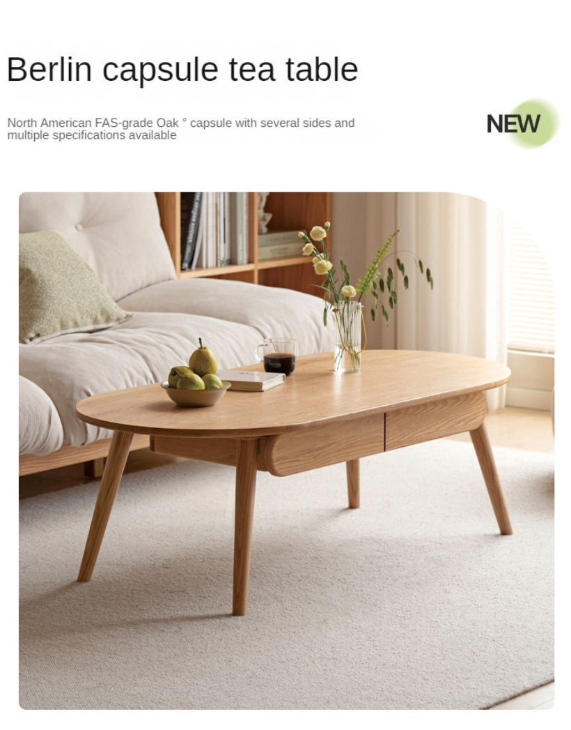 Premium Oak Solid Wood Luxury Coffee Table - Modern & Durable Living Room Centerpiece for Home Decor & Entertainment
