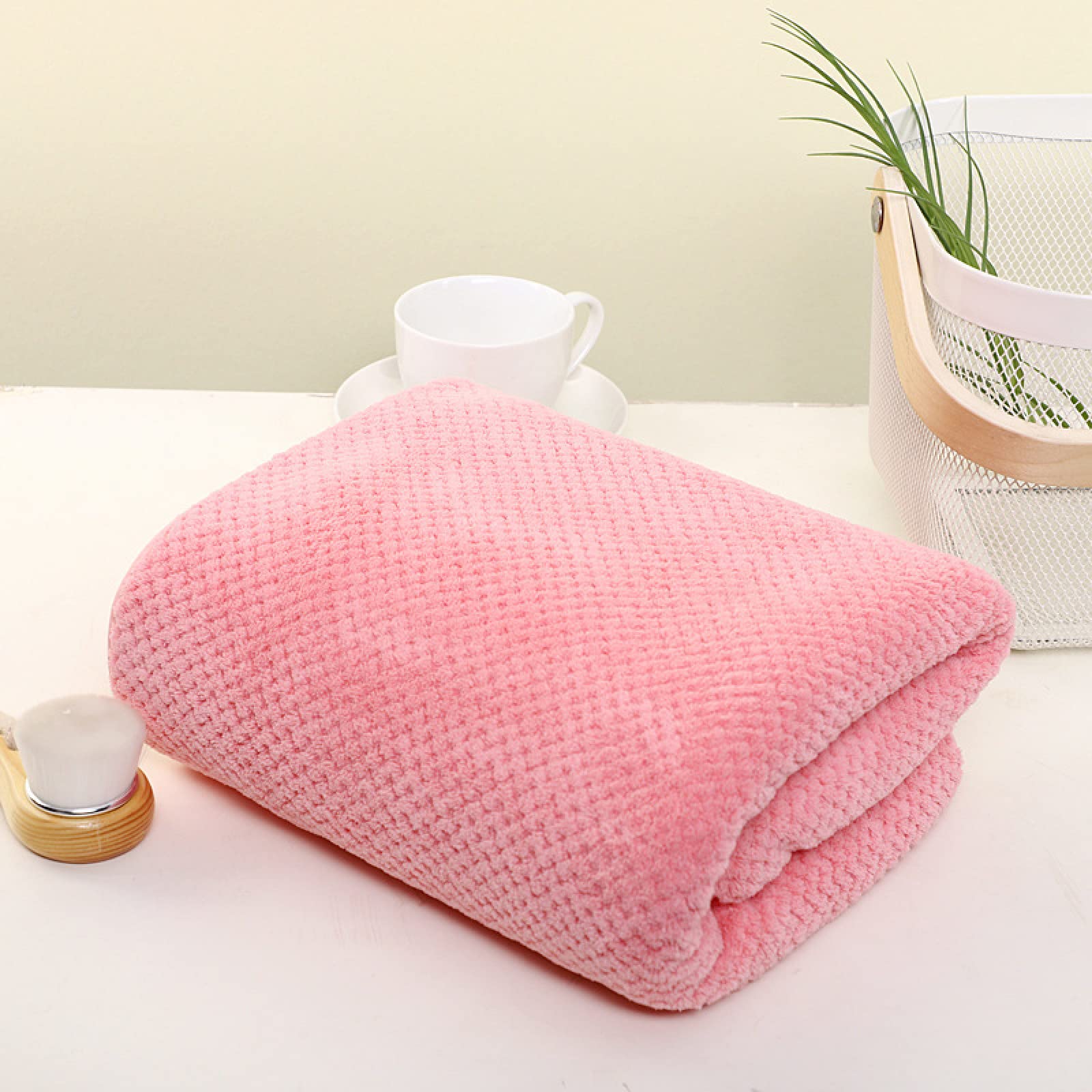 MRBJC Premium Coral Fleece Bath Towels 2 Pack - Quick Dry, Super Absorbent & Ultra Soft (70x140cm) - Deep Pink Luxury Towels for Spa, Gym, Beach & Everyday Bathroom Use