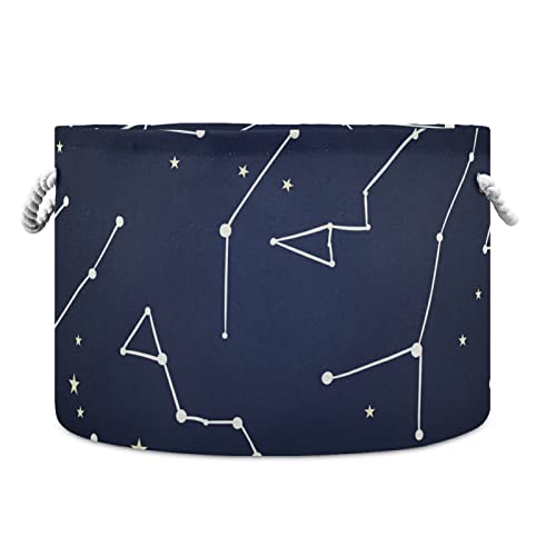 Cotton Rope Storage Basket - Constellation Star Blue Laundry Hamper for Baby Clothes, Blankets & Toys | Perfect for Nursery, Kids Room & Home Organization