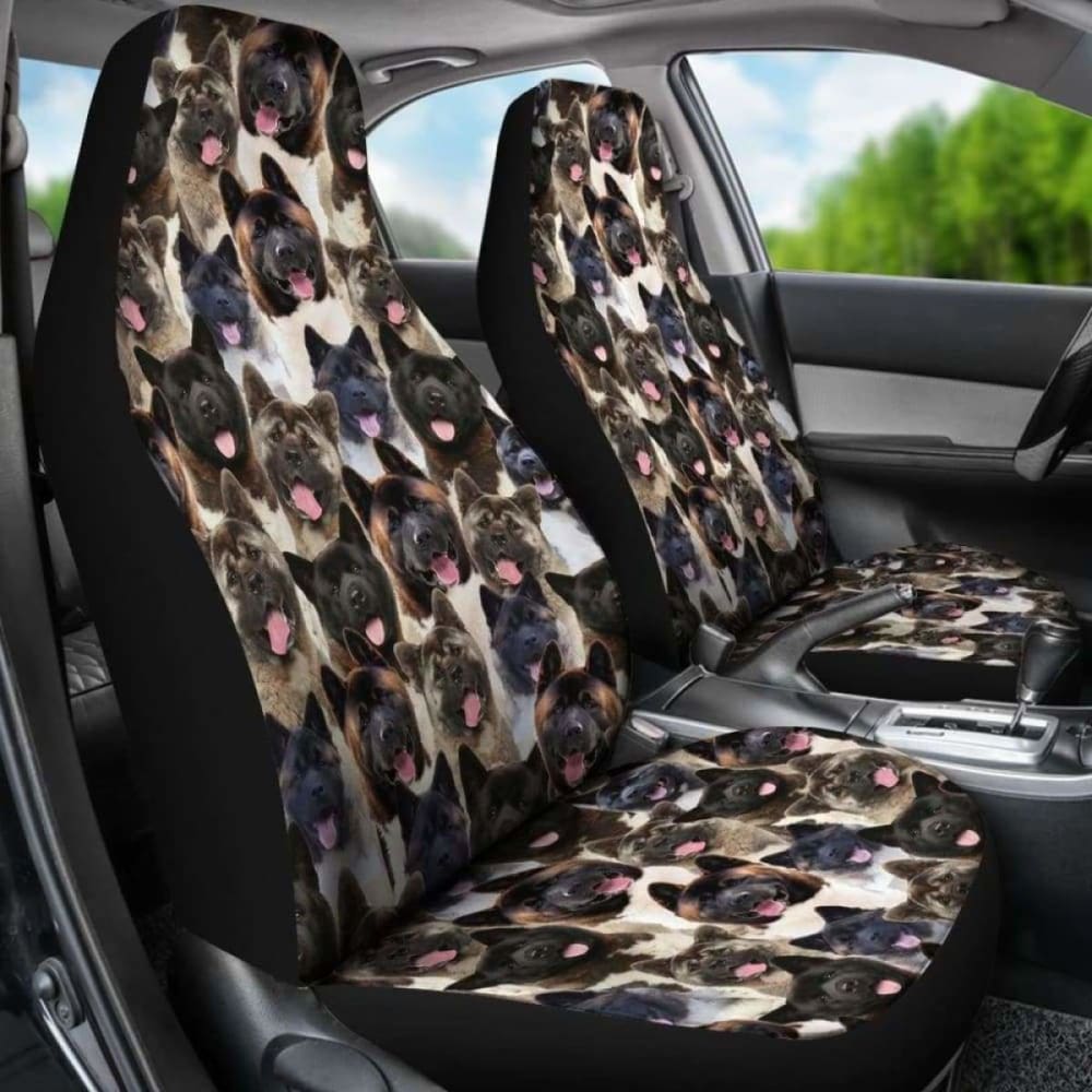 Akita Full Face Car Seat Covers - Universal Fit for Most Vehicles, Waterproof & Anti-Slip Protection (Set of 2) - Perfect for Road Trips, Daily Commutes, and Pet Protection