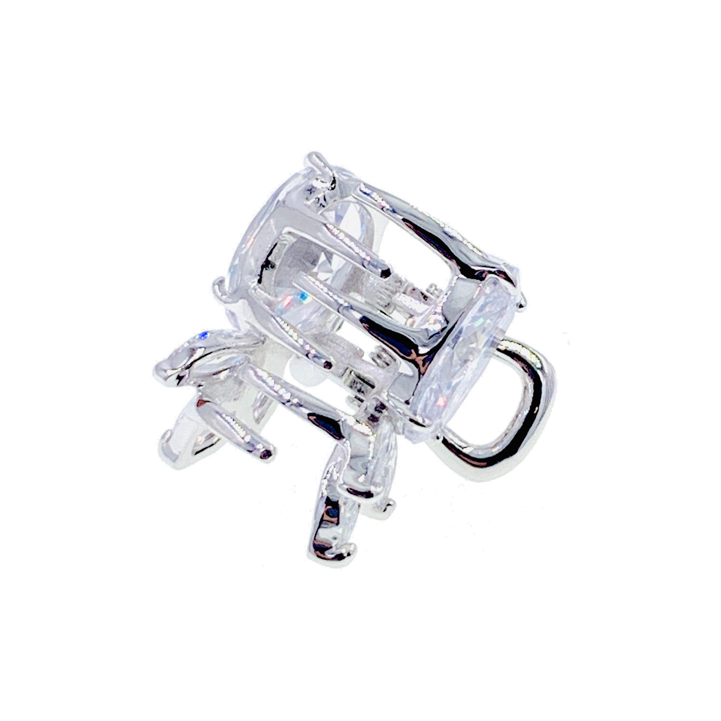 Little Pineapple Hair Claw Clip - Cubic Zirconia CZ Crystal Silver Base in Clear, Blue, Purple, Pink & Amber | Perfect for Parties, Weddings & Everyday Hairstyles