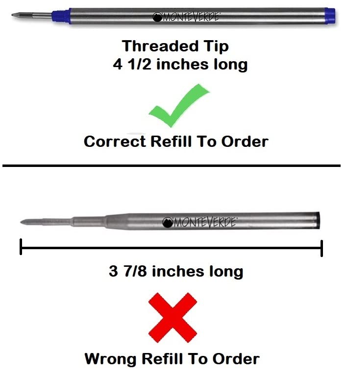Monteverde Soft Roll Rollerball Pen Refills 5-Pack - Medium Point M23 Threaded Tip Dark Blue - Compatible with Montblanc Capped Pens - Premium Pen Refills for Smooth Writing - Ideal for Office, School & Everyday Use