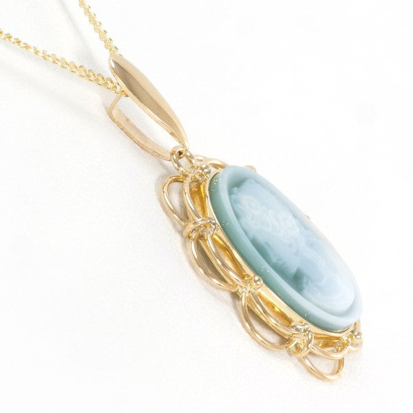 18K Yellow Gold Cameo Necklace with Genuine Stone - Vintage Inspired Jewelry for Women - Perfect for Weddings, Anniversaries & Special Occasions