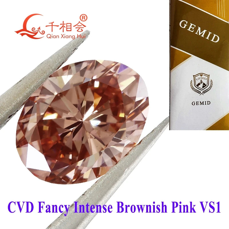 1.13ct Fancy Brownish Pink CVD Lab Grown Diamond - Oval Shape, VS1 Clarity, GEMID Certified Loose Stone for Engagement Rings & Fine Jewelry