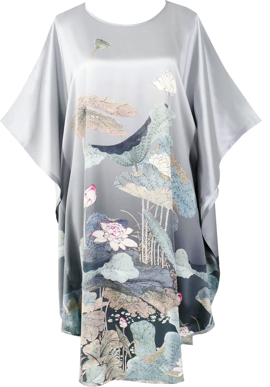 Luxury 100% Silk Pajamas for Women | Floral Print Silk Kimono Robe & Bathrobe with Doll Sleeves - Perfect for Spa Days, Bridal Showers & Relaxing at Home