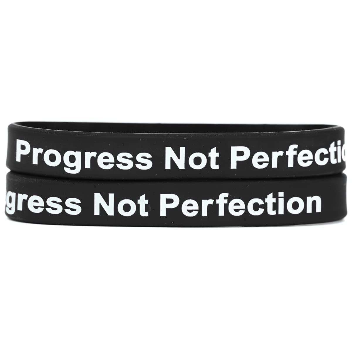 Progress Not Perfection Bracelet Set of 2 - Motivational Inspirational Wristbands for Women & Men - Daily Encouragement, Self-Improvement & Mindfulness Jewelry