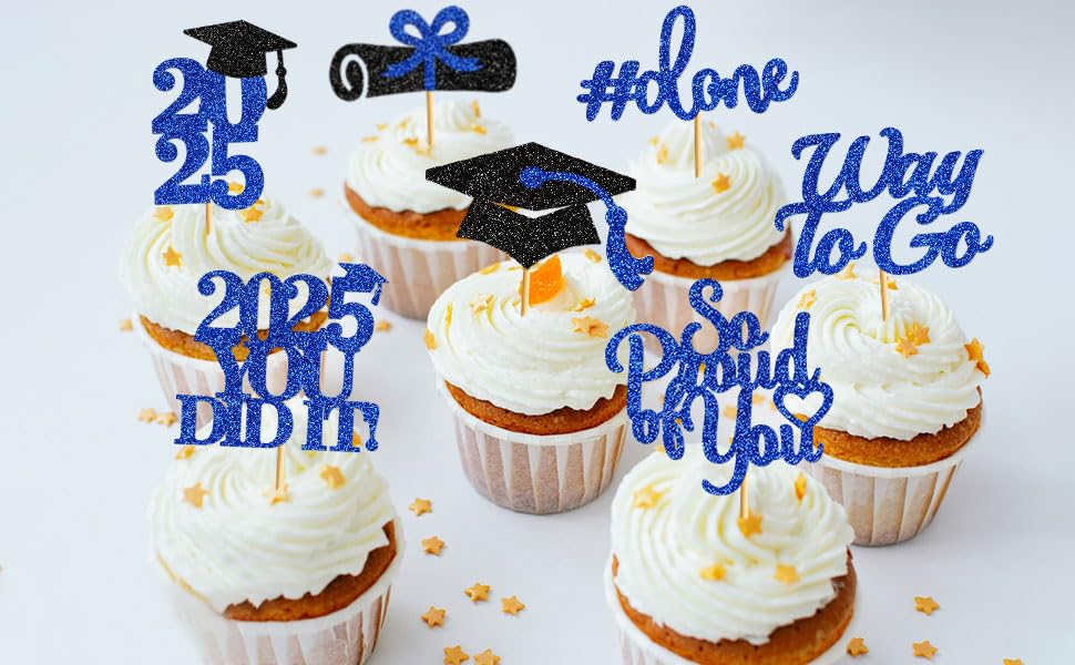 40Pcs Graduation Cupcake Toppers 2025 - Class of 2025 Lawyer Theme - Gold & Black Graduation Party Decorations - Perfect for Graduation Cakes, Desserts, and Celebration Parties