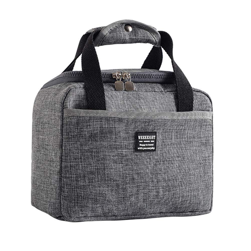 DOITOOL Insulated Lunch Bag for Women, Men & Kids - Reusable Waterproof Oxford Cloth Lunch Tote with Cooler Function - Perfect for School, Work, Picnics & Outdoor Activities (Light Grey)