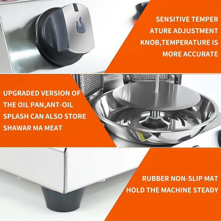 KOOTEN Vertical Shawarma Machine - Propane Gyro Grill, Chicken Roaster & Doner Kebab Maker with 2 Burners & Meat Catch Pan - Perfect for Restaurants, Food Trucks & Catering Events