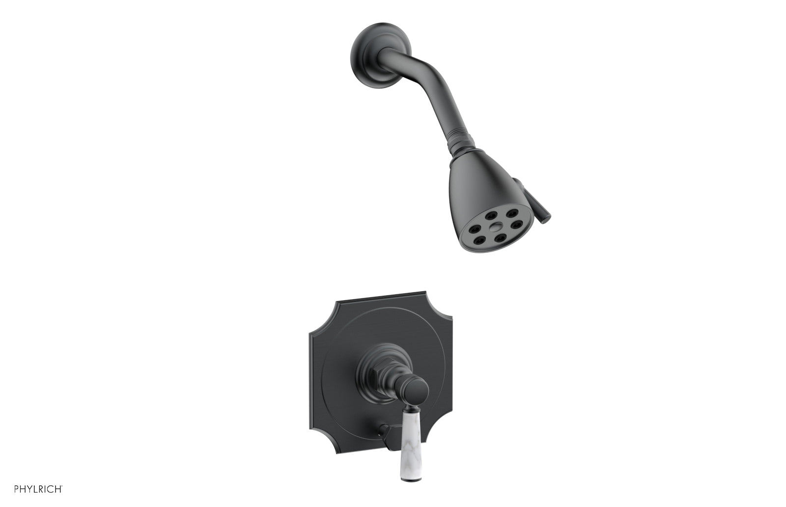 HENRI Pressure Balance Shower and Diverter Set with White Marble Handle - No Spout Included - Perfect for Modern Bathroom Renovations and Spa-Like Shower Experience