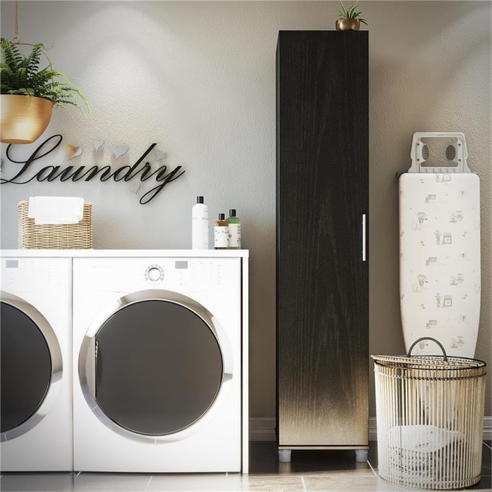 Systembuild Evolution Camberly 16-Inch Utility Storage Cabinet in Black Oak - Perfect for Garage, Office, and Home Organization