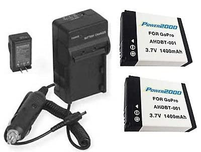 High-Quality Replacement 2 Batteries & Charger AHDBT-001 AHDBT-002 for GoPro HD HERO2 Outdoor Edition - Perfect for Adventure Sports, Travel Vlogging & Outdoor Photography