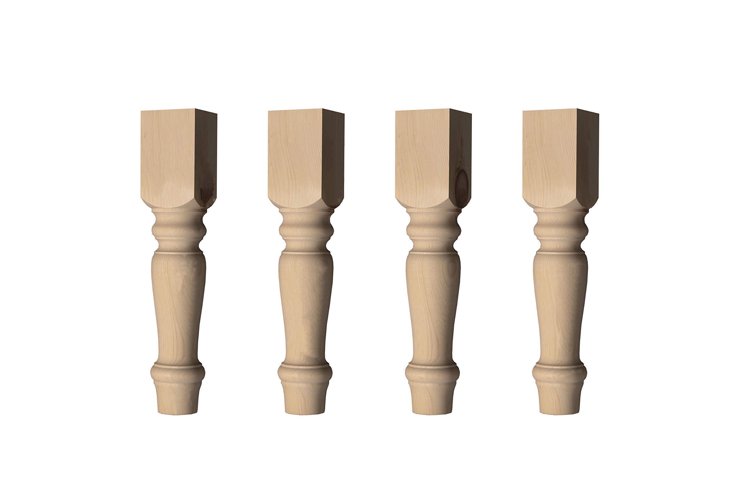 Osborne Jumbo English Country Coffee Table Legs - Set of 4 Knotty Pine Wood Replacement Legs for Coffee Tables & Benches, Farmhouse Style, Unfinished Sanded Wood Posts Ready for Staining - Perfect for DIY Furniture Projects & Rustic Home Decor