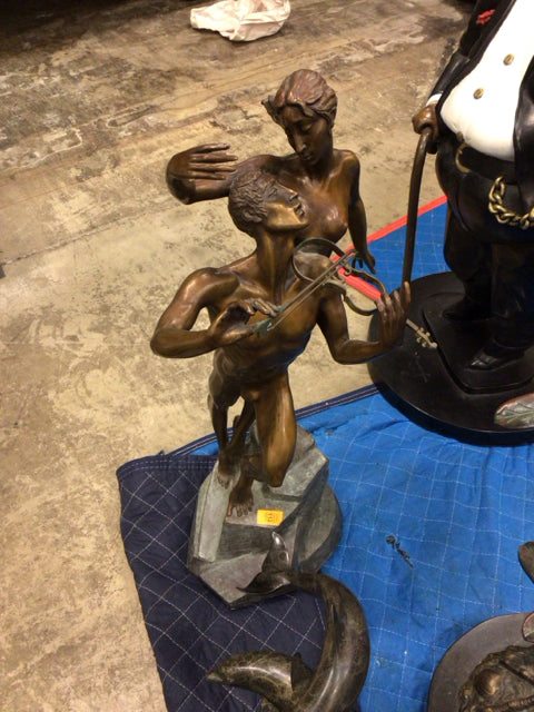 27 x 12 Inch Misha The Violinist Bronze Sculpture - Elegant Musical Art Decor for Home, Office & Gift Giving