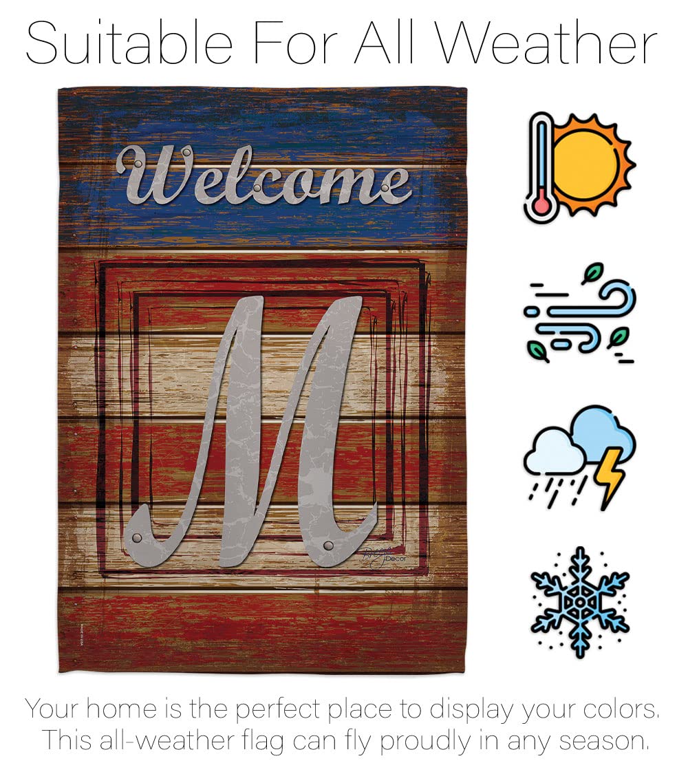Patriotic M Initial Garden Flag 13x18.5in - USA Decor for Outdoor & Home