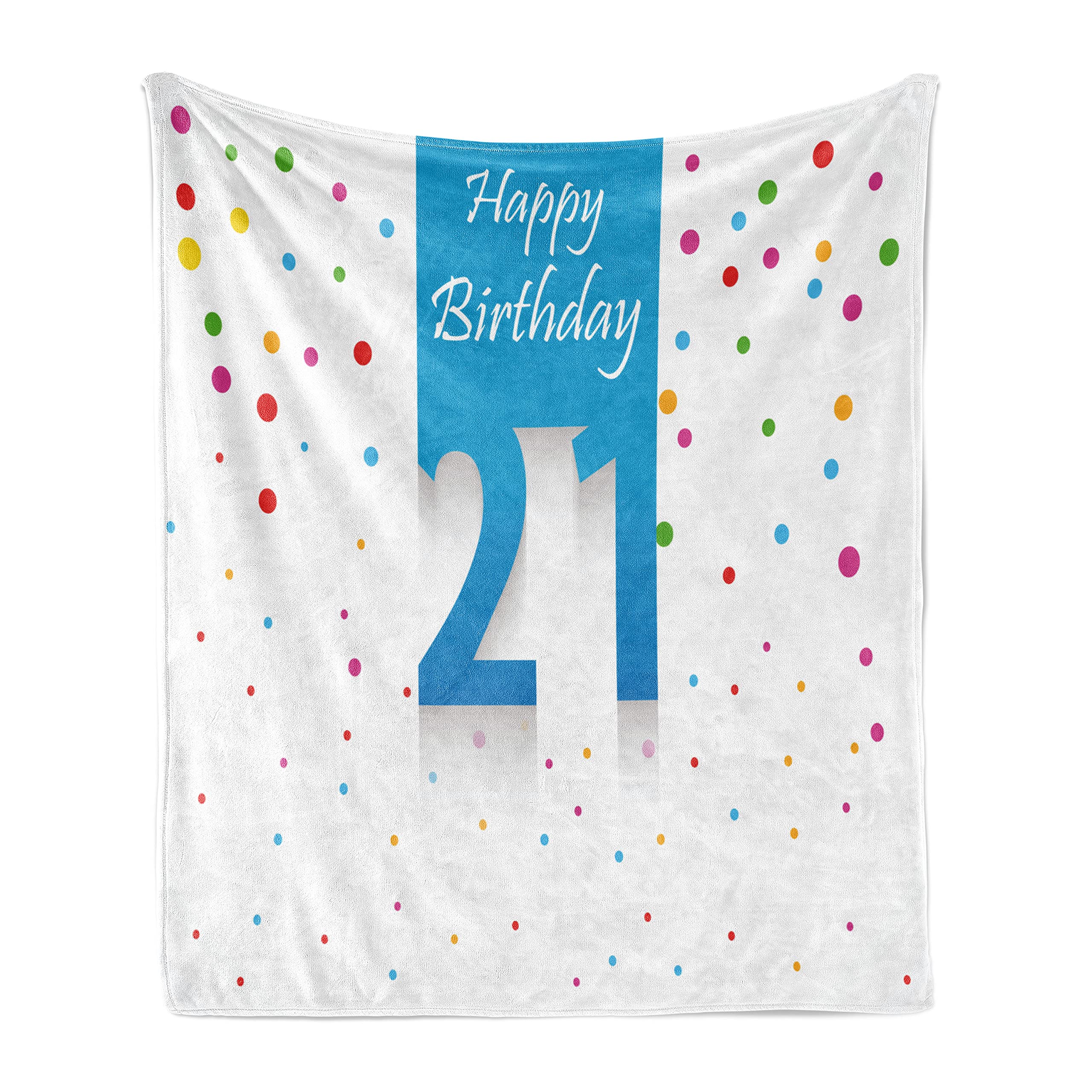 Ambesonne 21st Birthday Throw Blanket - Colorful Party Themed Fleece Blanket with Celebration Words, 70