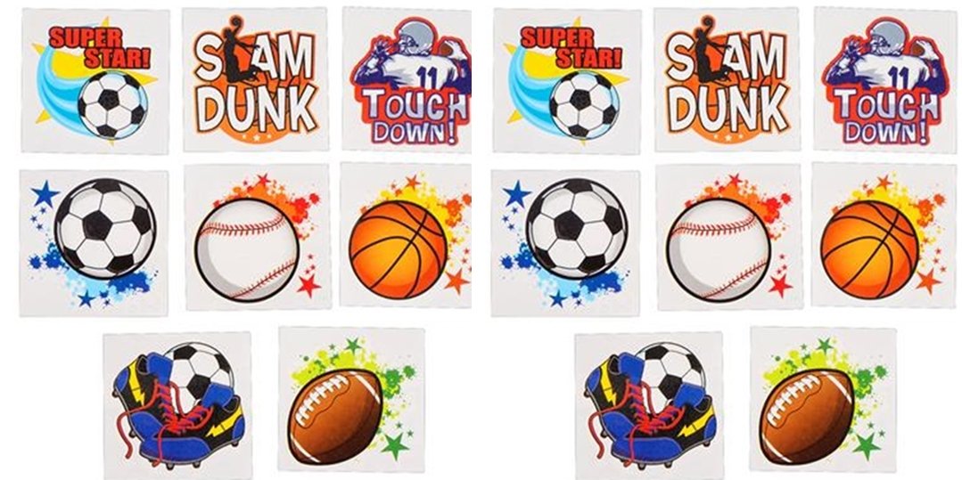 Shindigz Assorted Sports Tattoos - Pack of 144 Temporary Tattoos for Kids, Team Parties, Game Day Events & Sports Fan Decorations