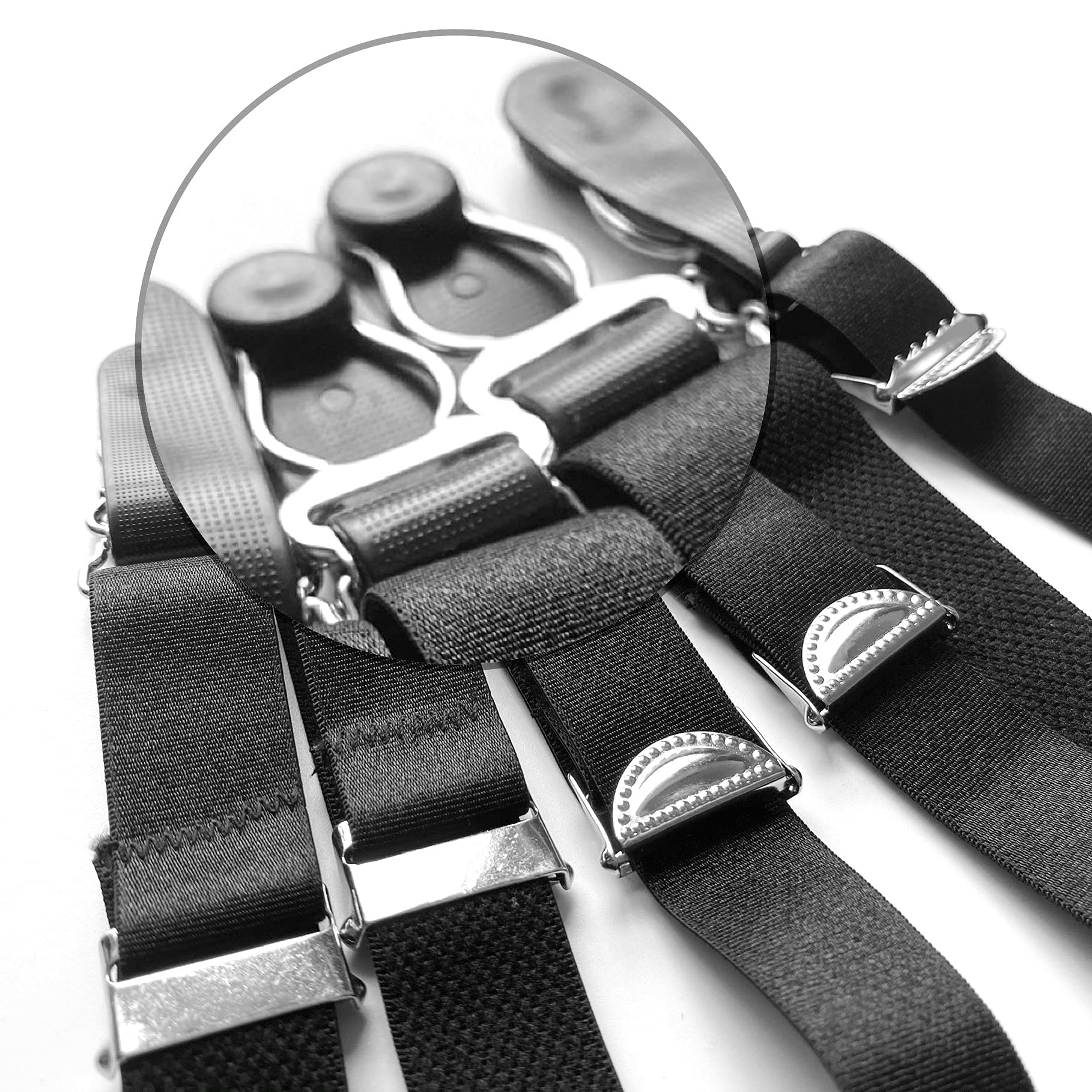 Vintage Metal Clip Garter Belt for Women - Sexy Black Stocking Holder with 6 Clasps | Perfect for Lingerie, Burlesque, and Retro Fashion Outfits