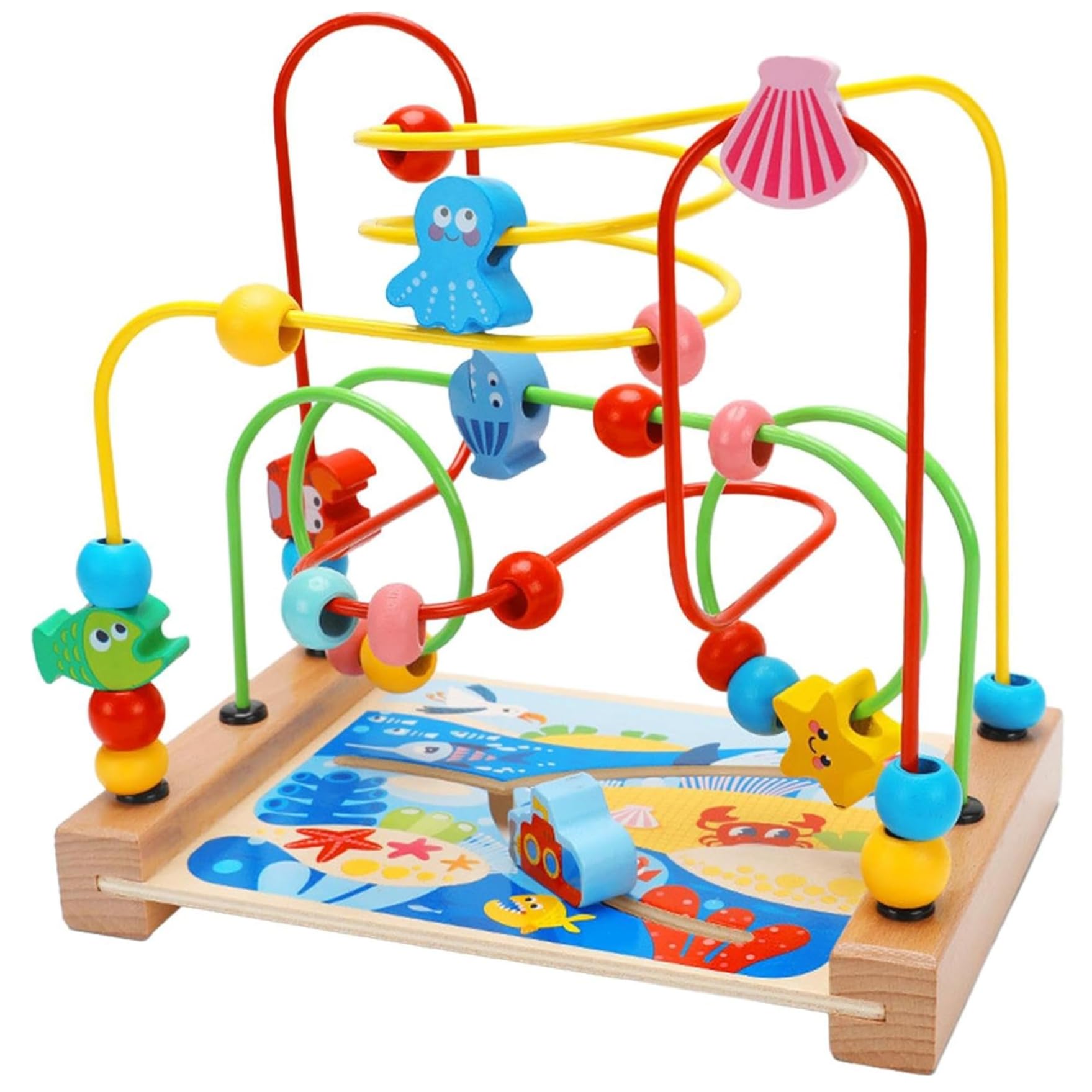 Wooden Bead Maze Toy - Colorful Roller Coaster Circle Game for Toddlers | Spatial Reasoning & Hand-Eye Coordination Building Blocks | Early Learning Educational Toy for Kids | Perfect for Preschool Classroom & Montessori Playtime
