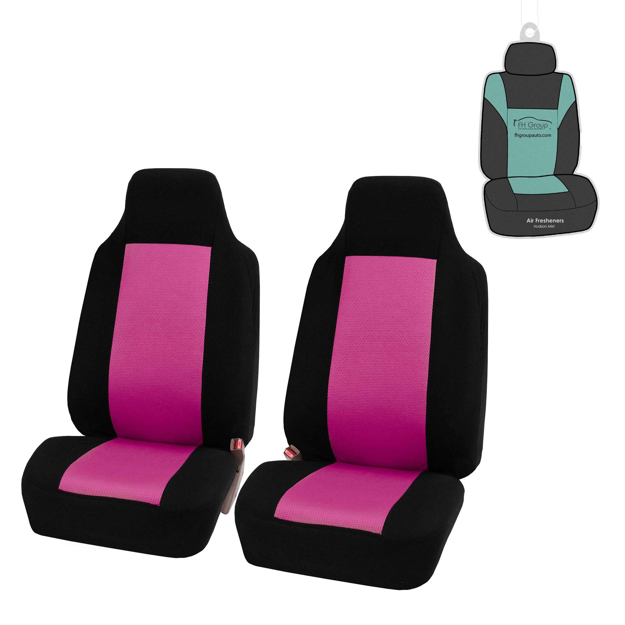 FH Group High Back Classic Cloth Car Seat Covers - Universal Fit for Cars, Trucks & SUVs (Front Seats Only, Pink) | Durable Interior Accessories for Comfort & Style | Perfect for Daily Commutes, Road Trips & Vehicle Protection